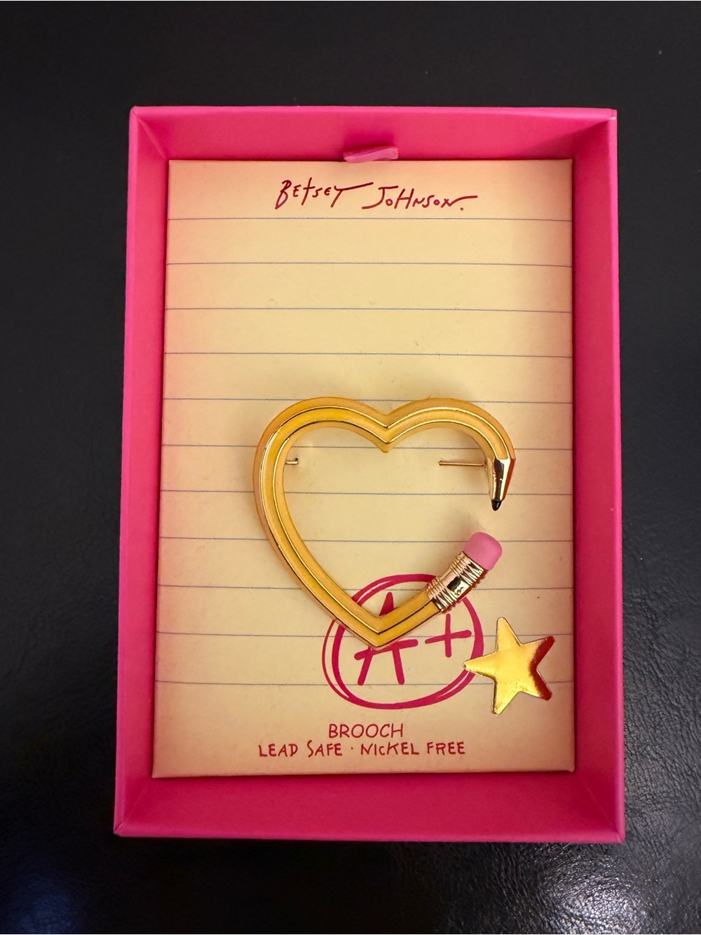 Betsey Johnson Pencil Brooch.  Teacher Gift!